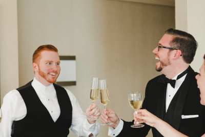 Art Deco Wedding Groom Champagne Toast